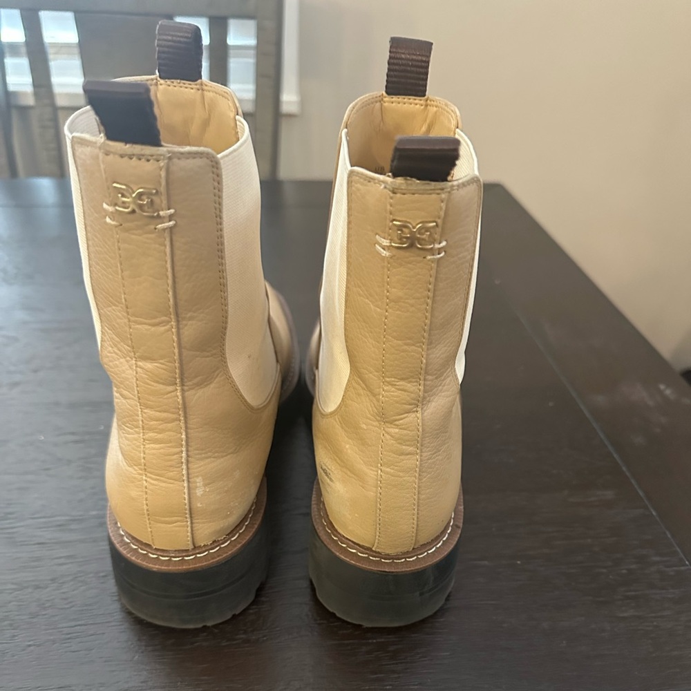 EG Beige and Brown Leather Boots